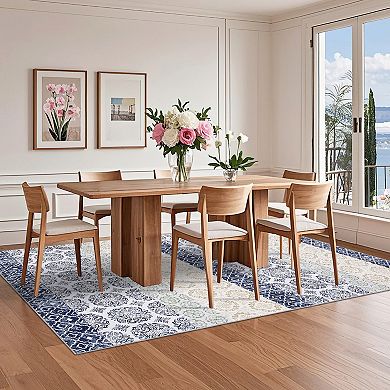Garvee Machine Washable Bohemian Plain Brocade Pattern Non Slip Area Rugs for Living Room