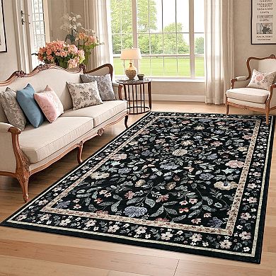 Garvee Pastoral Style Area Rug Ultra Thin Non Slip Stain Resistant Carpet for Home Decor