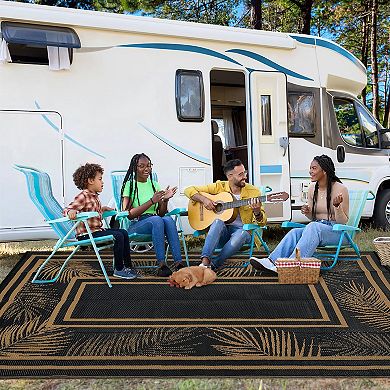 Garvee Modern Outdoor Reversible Area Rug Waterproof Portable Carpet for RV Trip