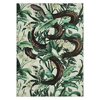 Garvee Machine Washable Modern Rural Flower & Snake Area Rug Non Slip Non Shedding Carpet
