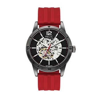 Relic by Fossil Men's Skeleton Dial Automatic Red Strap Watch - ZRT0004