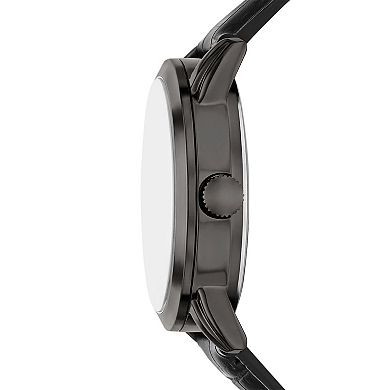 Relic by Fossil Men's Skeleton Dial Black Leather Strap Automatic Watch - ZRT0007