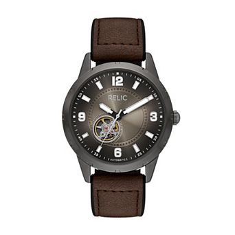 Relic by Fossil Men's Automatic Watch & Brown Leather Strap