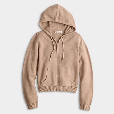 Juniors' Pink Republic Long Sleeve Zip-Up Sweater Hoodie