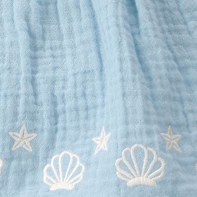 Baby Girl Carter's Shell Embroidered Gauze Bodysuit Dress