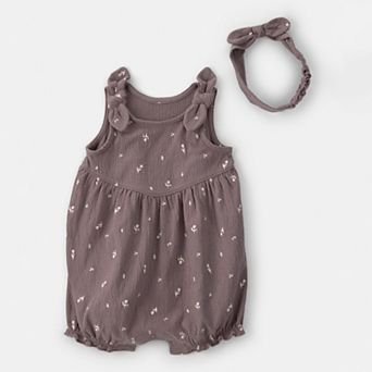 Baby Girl Carter's 2 pc Floral Sleeveless Romper & Headband Set