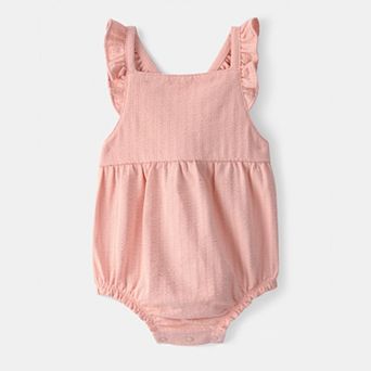 Baby Girl Carter's Solid Sleeveless Romper with Ruffle Straps