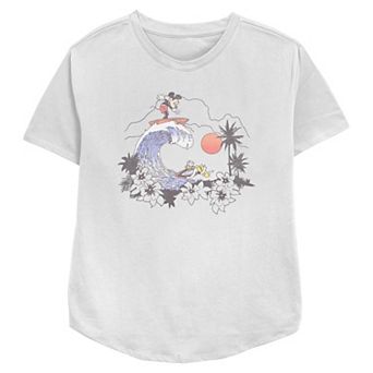 Disney's Mickey Mouse And Donald Duck Surfing Buddies Women's Relaxed Fit Graphic Tee