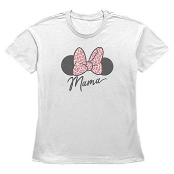 Disney's Minnie Mouse Mama Leopard Print Bow Women's Graphic Tee