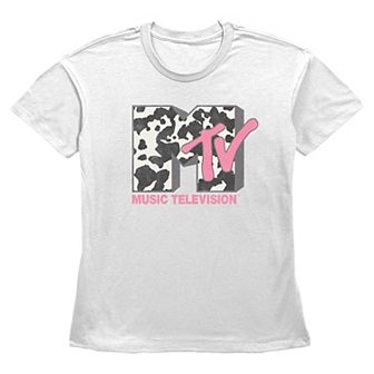 Women's MTV Cow Print Fill Graphic Tee