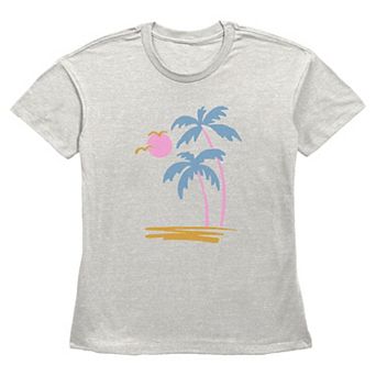 Women's Pop Colors Palm Trees Graphic Tee