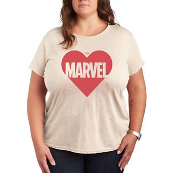 Plus Size Marvel Heart Logo Graphic Tee