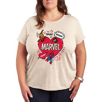 Plus Size Marvel Valentine's Day Sketch Graphic Tee