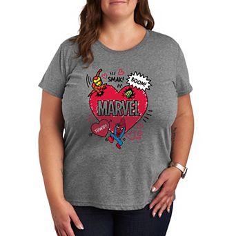 Plus Size Marvel Valentine's Day Sketch Graphic Tee