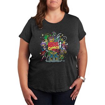 Plus Size Marvel Villains Retro Collage Graphic Tee