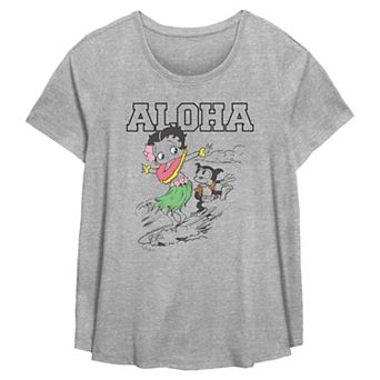 Plus Size Betty Boop Surfing Aloha Flowy Graphic Tee
