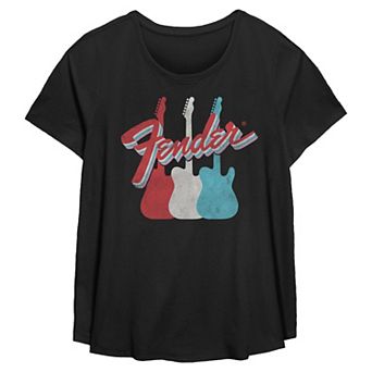 Plus Size Fender Red White And Blue Guitar Lineup Americana Graphic Tee