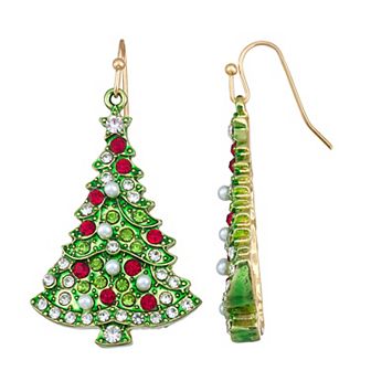 Gold Tone Christmas Tree Earrings