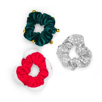 Christmas Velvet & Fuzzy 3 pk Scrunchie Set