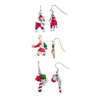 Christmas 3-Pair Dangle Earring Set