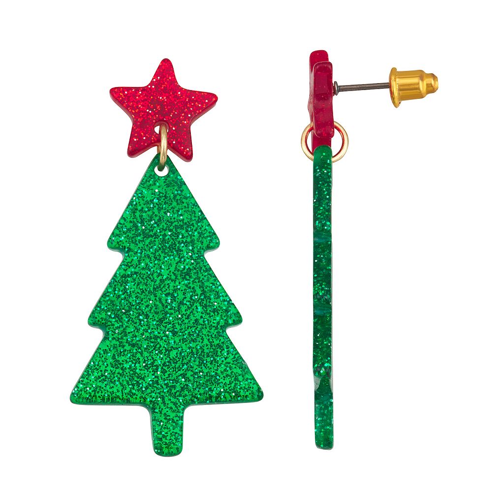 Christmas Tree Mean 1 Tinsel Resin Earrings main image 1