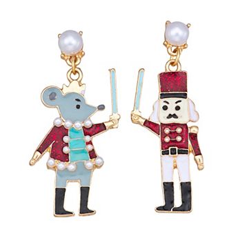 Gold Tone Holiday Mismatch Earrings