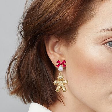 Gold Tone Gingerbread Drop Earrings