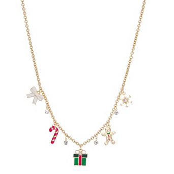 Gold Tone Christmas Charms Necklace