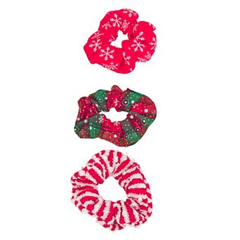 3-Pack Plaid Snow Scrunchie Set