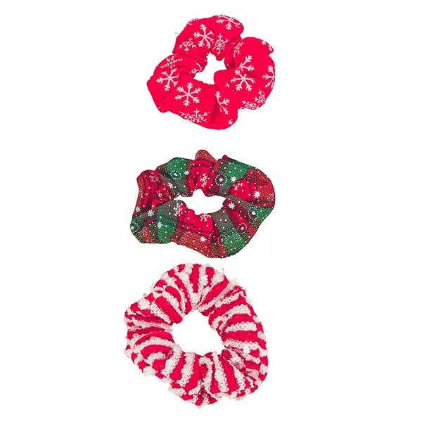 3-Pack Plaid Snow Scrunchie Set