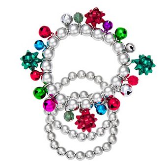 Silver Tone 3 pc Christmas Charm Bracelet Set