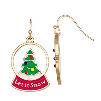 Gold Tone Let It Snow Glove Earrings