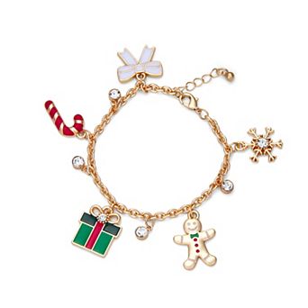 Gold Tone Christmas Charm Bracelet
