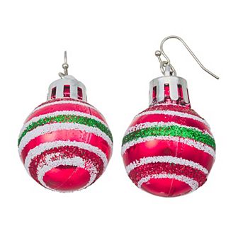 Silver Tone Christmas Ornament Earrings