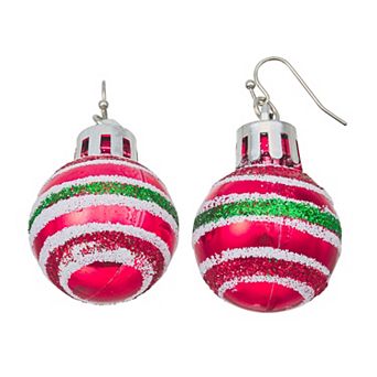 Silver Tone Christmas Ornament Earrings