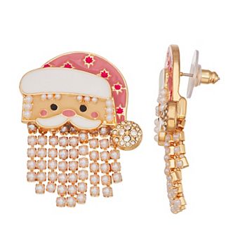 Gold Tone Santa Claus Stud Earrings