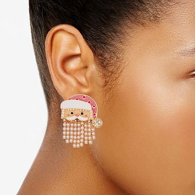 Gold Tone Santa Claus Stud Earrings
