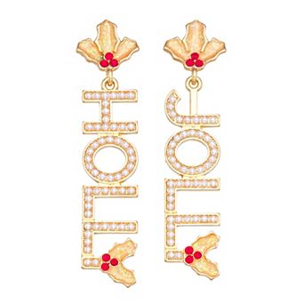 Gold Tone Holly Jolly Linear Earrings