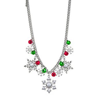 Silver Tone Snowflake Charms Necklace