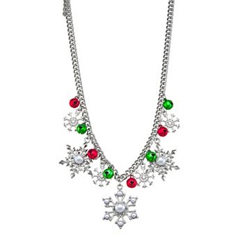 Silver Tone Snowflake Charms Necklace