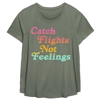 Plus Size Catch Flights Not Feelings Flowy Graphic Tee