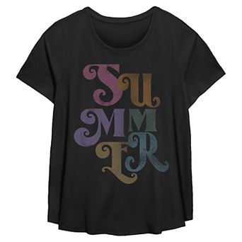 Plus Size Faded Summer Stack Flowy Graphic Tee