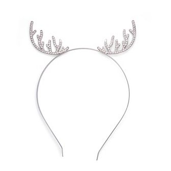 Silver Tone Rhinestone Antlers Headband