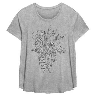 Plus Size Vintage Flowers Bouquet Flowy Graphic Tee