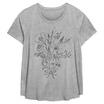 Plus Size Vintage Flowers Bouquet Flowy Graphic Tee
