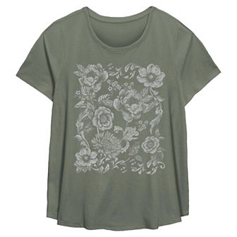 Plus Size Vintage Flower Arrangement Flowy Graphic Tee