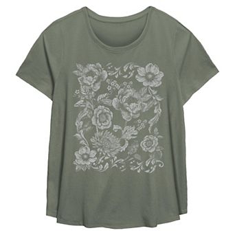 Plus Size Vintage Flower Arrangement Flowy Graphic Tee