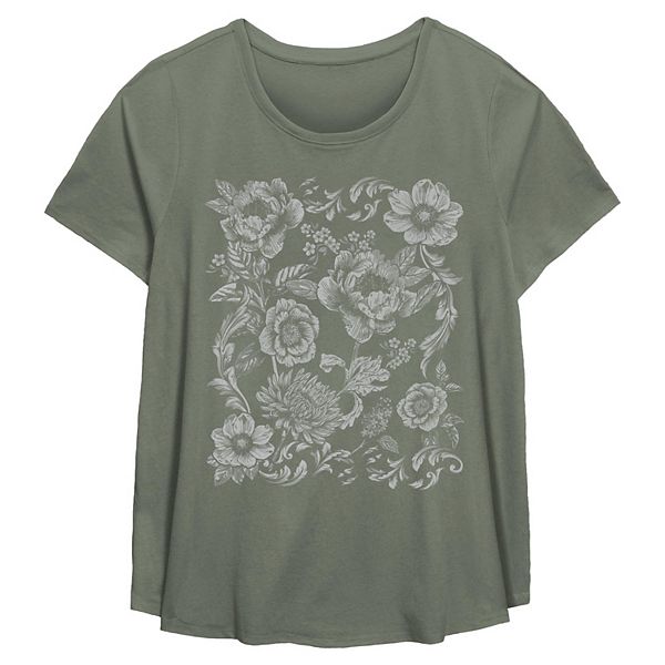 Lovely Lilies Vintage-Wash Oversize Graphic Tee