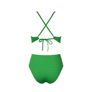 Women's Cupshe Plunging Neck Cutouts Textured One-Piece Swimsuit