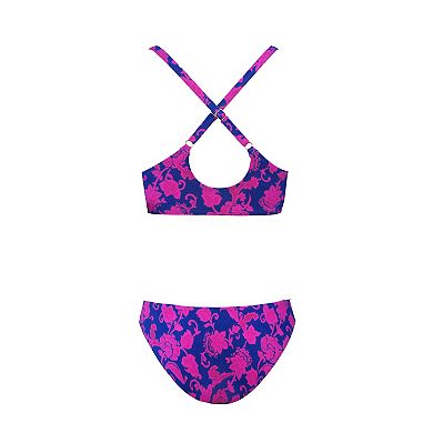 Women's Cupshe Floral Print Knot Bunny Tie Swim Top & Bikini Swim Bottoms Set